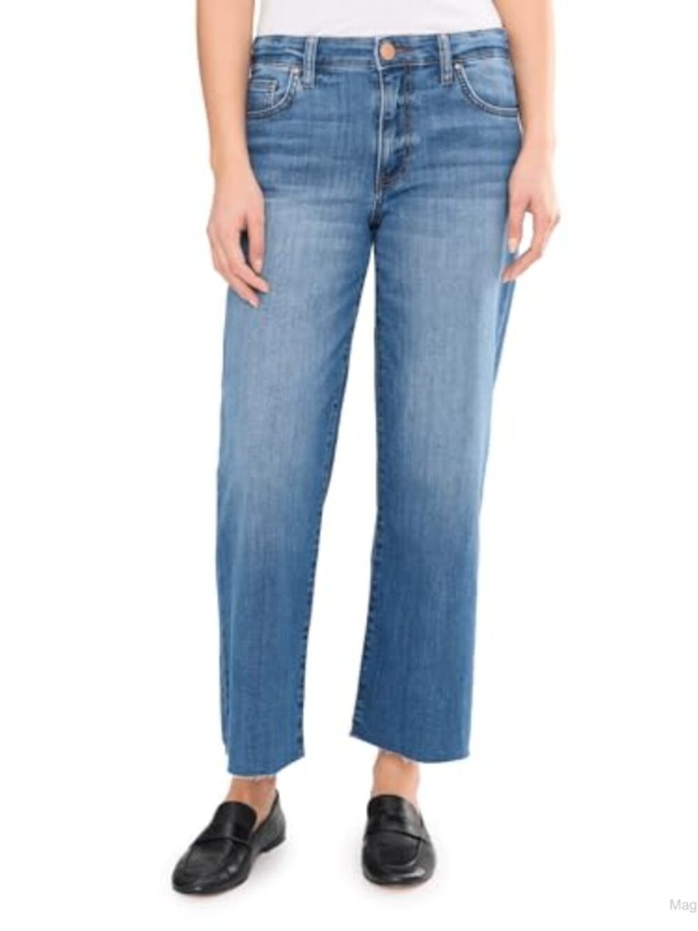 Charlotte High-Rise Wide Leg Raw Hem Jeans with Stretch